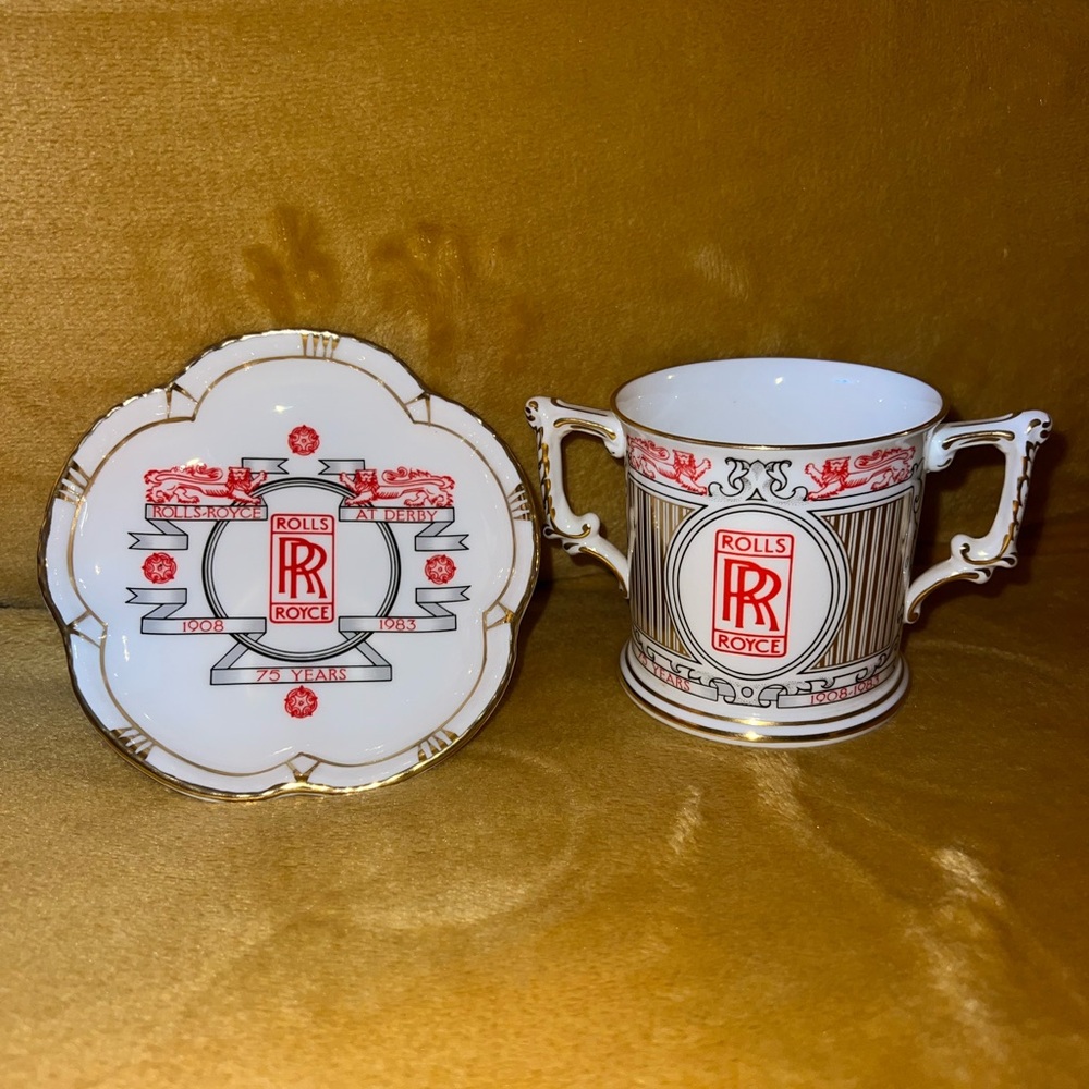 Rolls Royce Royal Crown Derby English Bone China VTG | Mug & Saucer